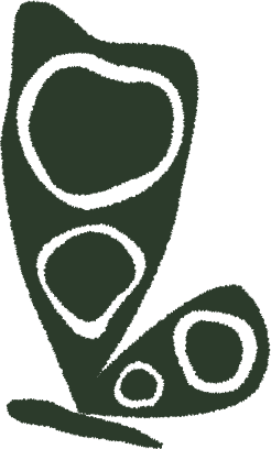 Illustration of a slice of pizza with three toppings.