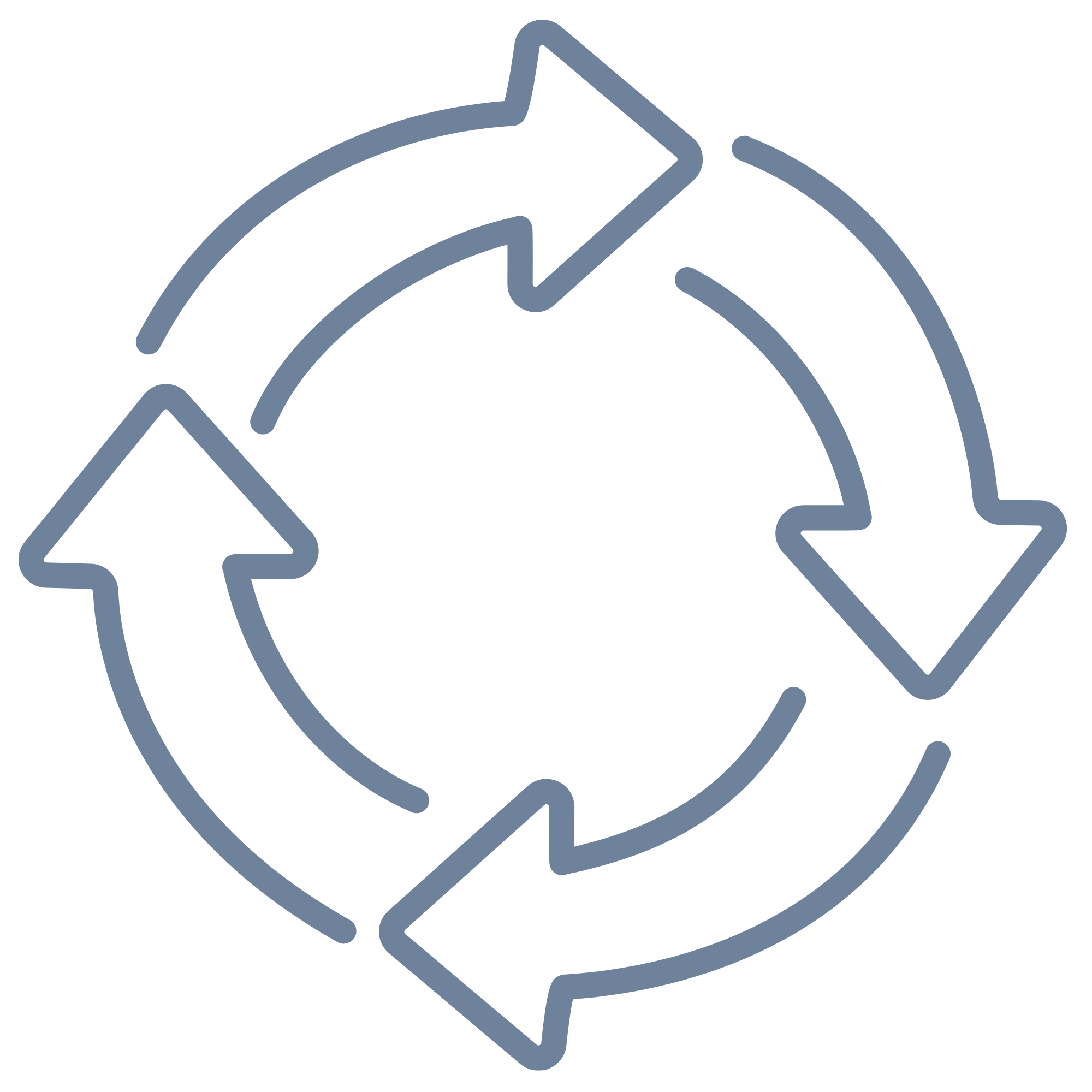 Outline icon of three circular arrows forming a cycle, indicating recycling or continuous process.