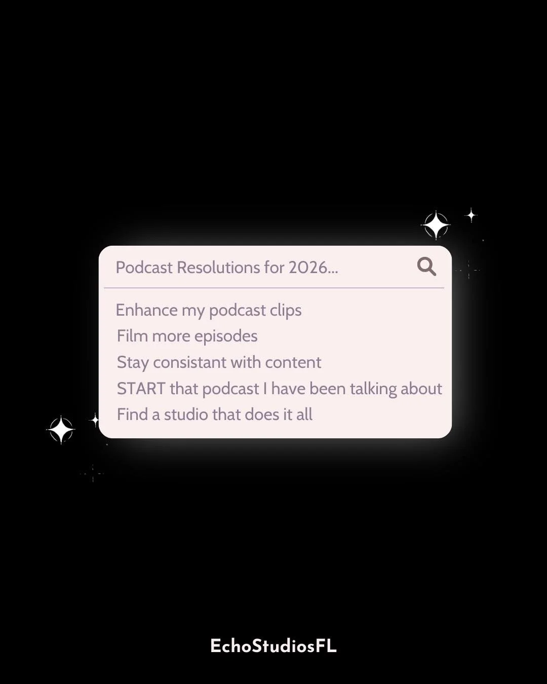 2026 is the year of stronger podcast goals and showing up consistently.
If better clips, more episodes, and finally starting that podcast are on your list, that&rsquo;s where we come in to play.

Echo Studios handles it all so you can focus on your v