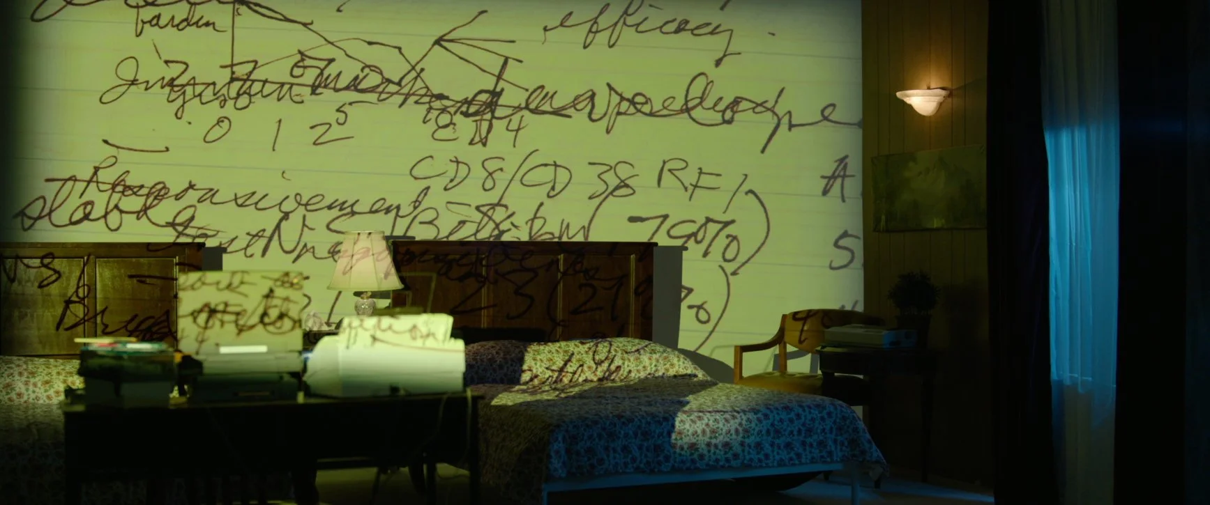 Kiyoshi's notes on AIDS research projected on set