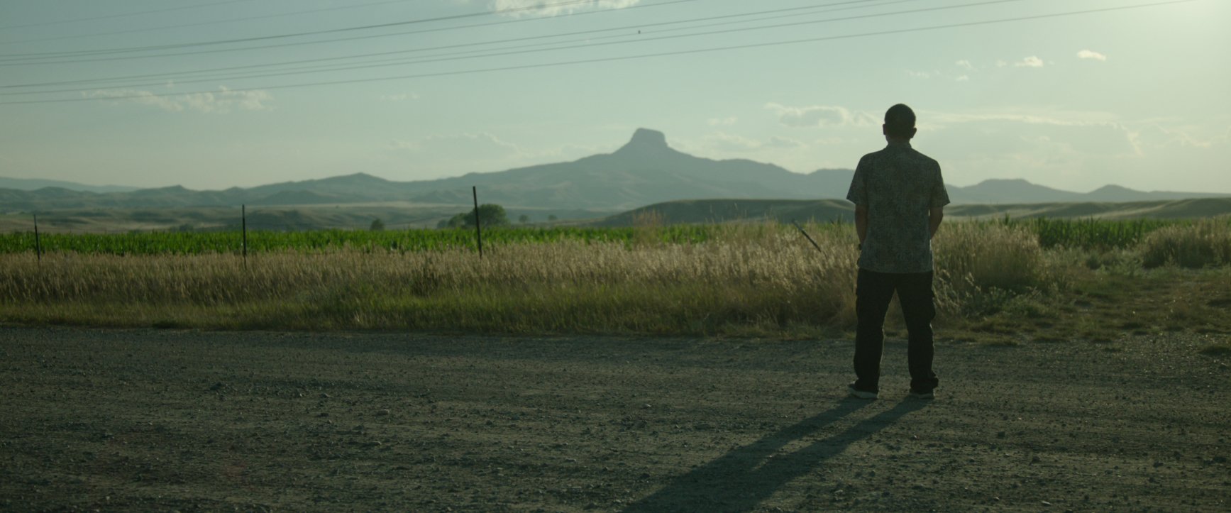 Larry Kuromiya, Kiyoshi's brother, looking at Heart Mountain