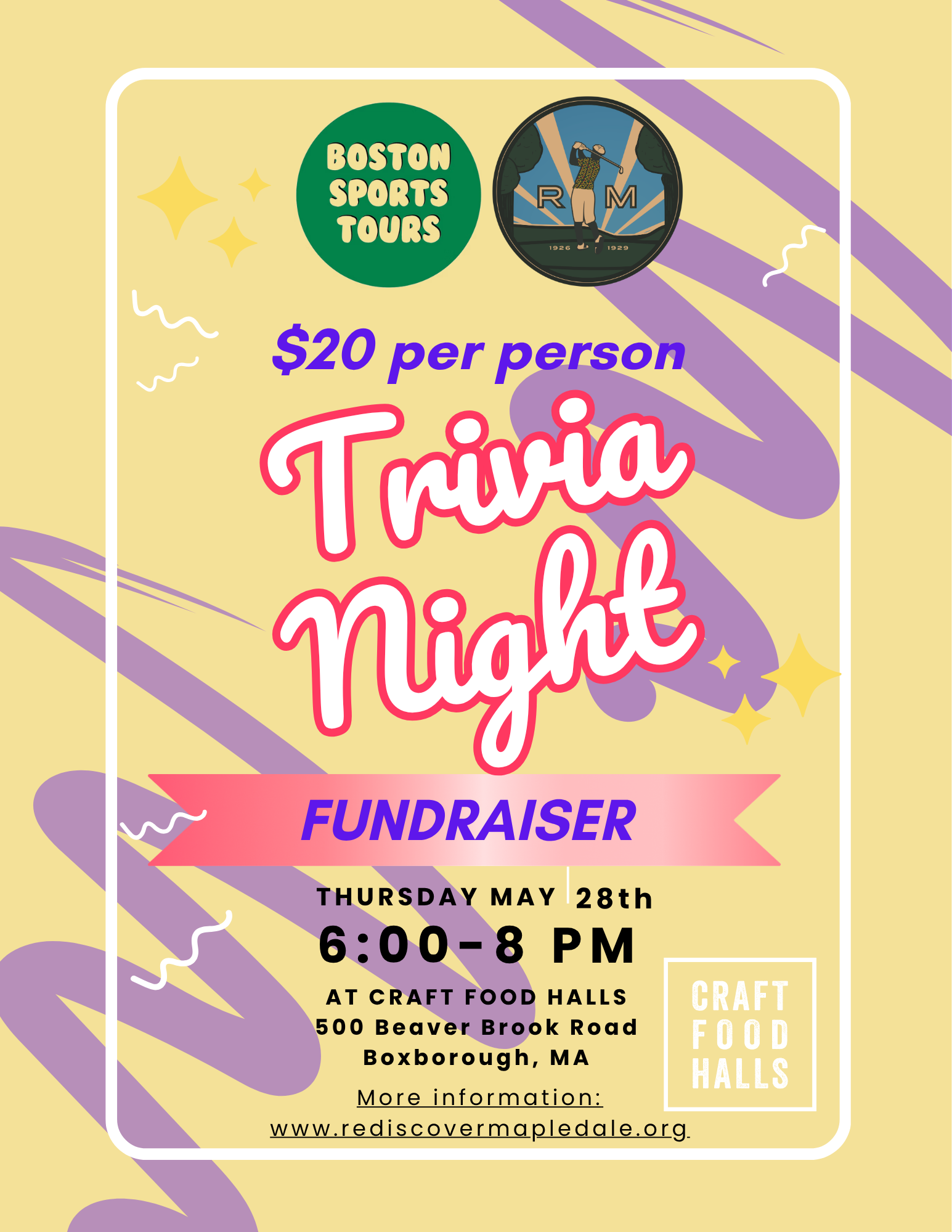 Trivia Night Fundraiser with Boston Sports Tours and Rediscover Mapledale