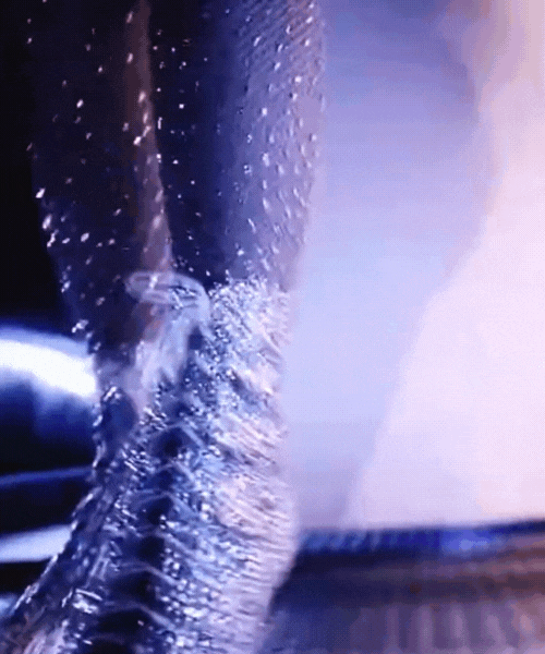 Close-up of water splashing on a textured, possibly fabric or leather, surface.