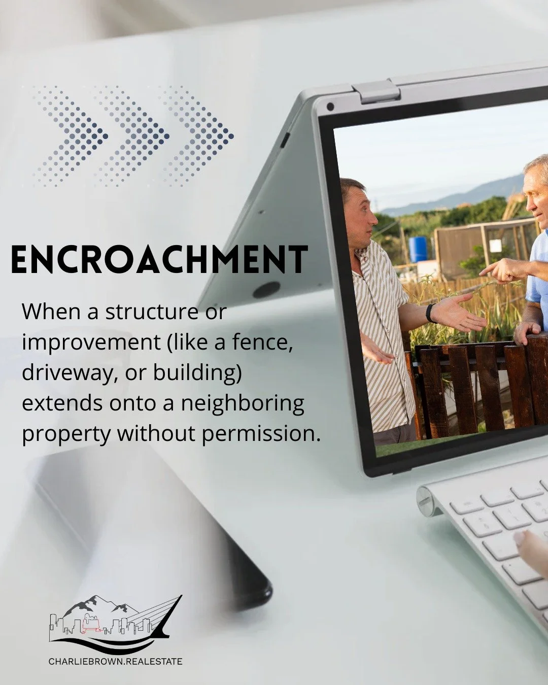 🚧 Real Estate Vocabulary of the Day: Encroachment 🏡

Did you know an encroachment can delay or even derail a real estate transaction?

An encroachment happens when a structure or improvement &mdash; like a fence, driveway, garage, or even part of a