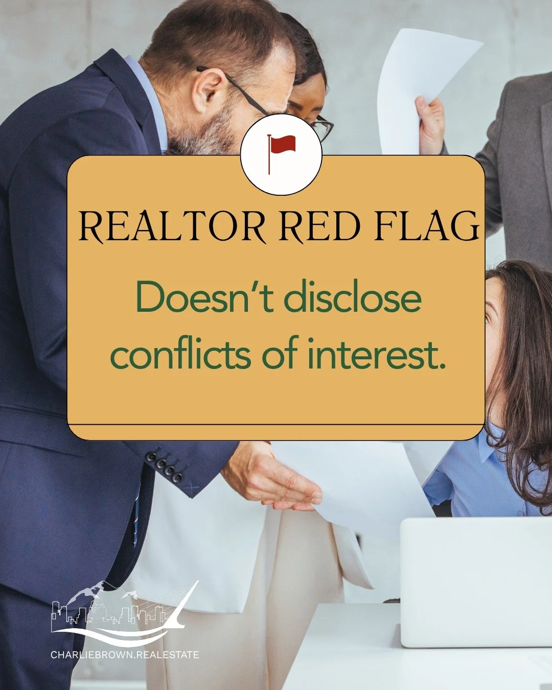 🚩 REALTOR RED FLAG ALERT 🚩

Not disclosing conflicts of interest? That&rsquo;s a major warning sign you should never ignore when buying or selling a home. Transparency isn&rsquo;t optional in real estate&mdash;it&rsquo;s your protection.

🏡 Protec