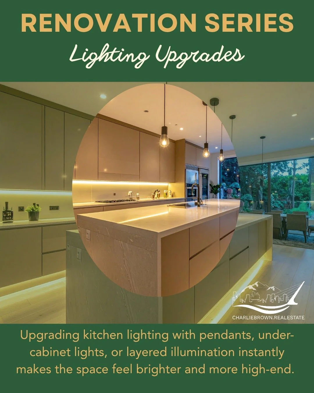 ✨ RENOVATION SERIES: Lighting Upgrades That Sell ✨

Thinking about upgrading your kitchen? 💡 The right lighting can completely transform your space&mdash;from basic to luxury-level in an instant.

Pendant lights over your island, sleek under-cabinet