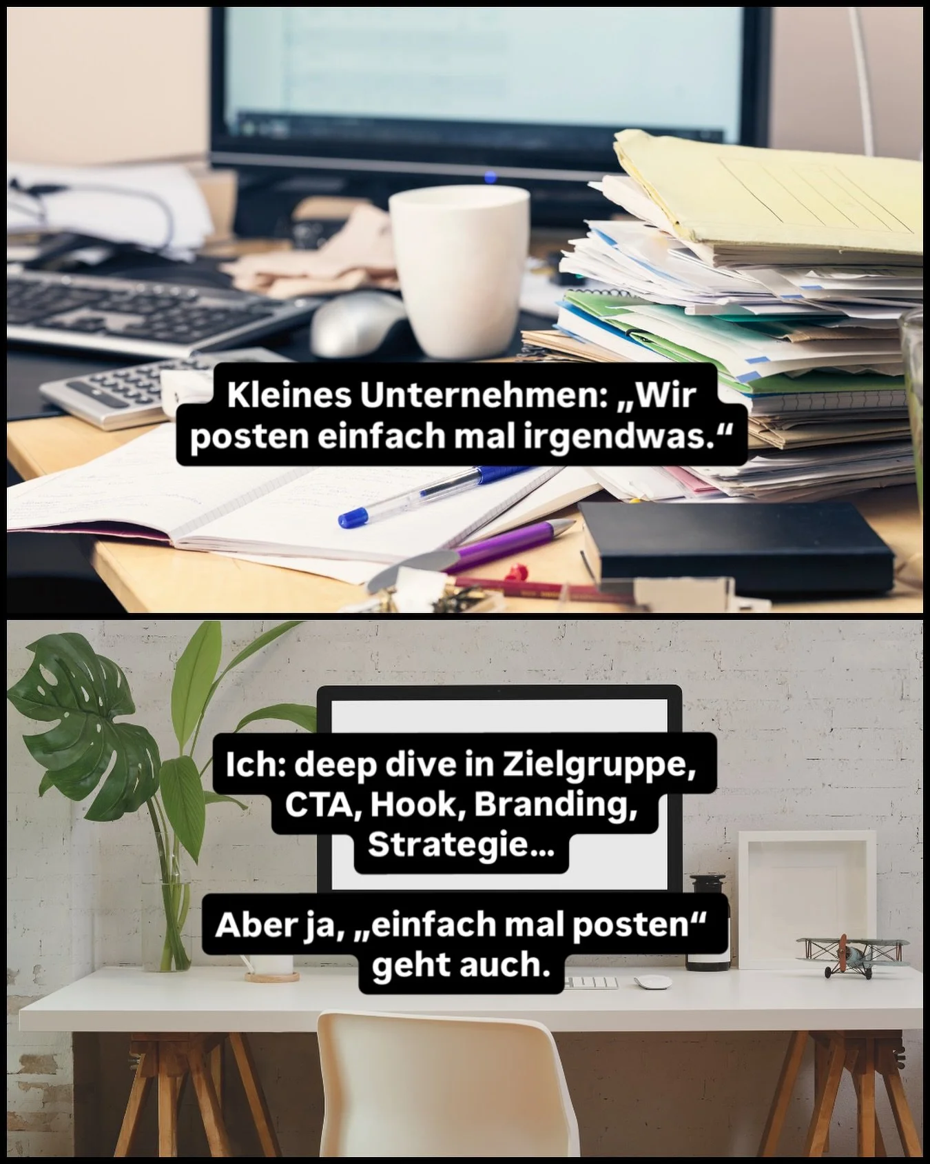 &bdquo;Einfach mal posten&ldquo; klingt harmlos &ndash; ist aber oft der Grund, warum Instagram nicht funktioniert.
 Denn ohne Strategie passiert Folgendes:
❌ Beitr&auml;ge erreichen die falschen Leute ❌ Follower verstehen nicht, wof&uuml;r du stehst