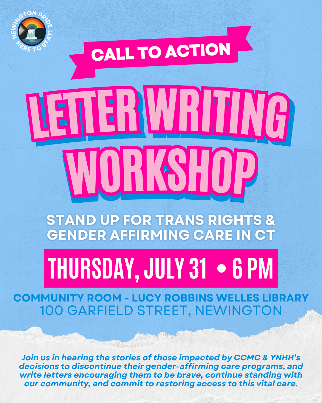 Letter Writing Workshop: Stand Up for Trans Rights & Gender-Affirming Care in CT!
