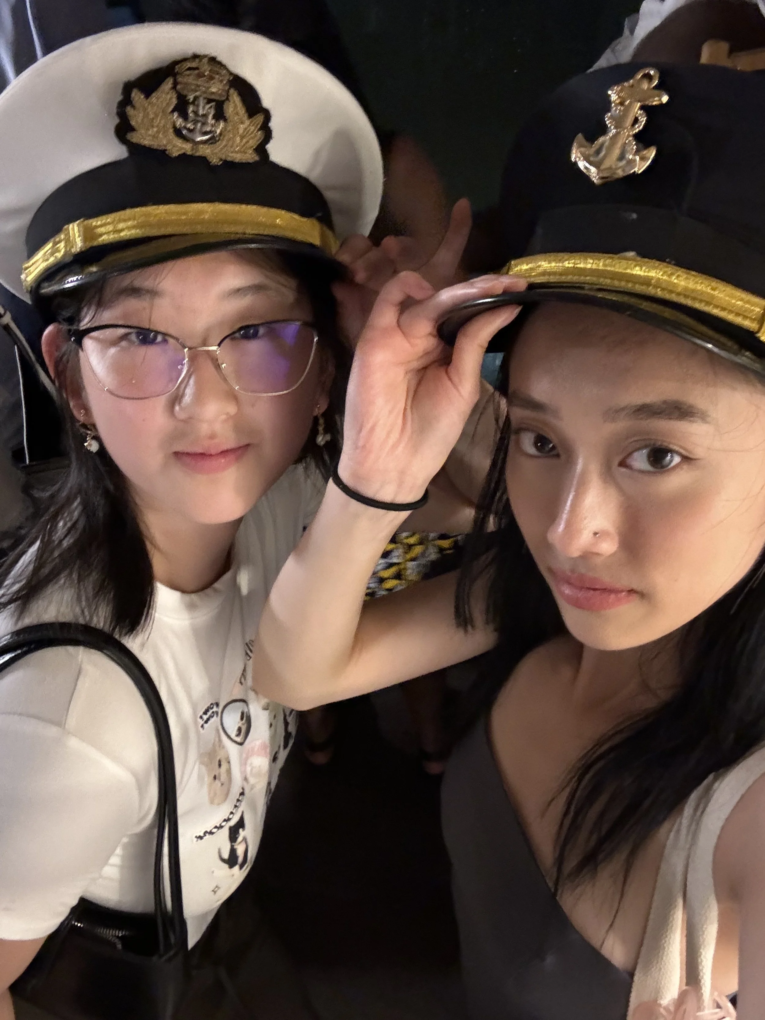 My friend Katie and I on a ferry.