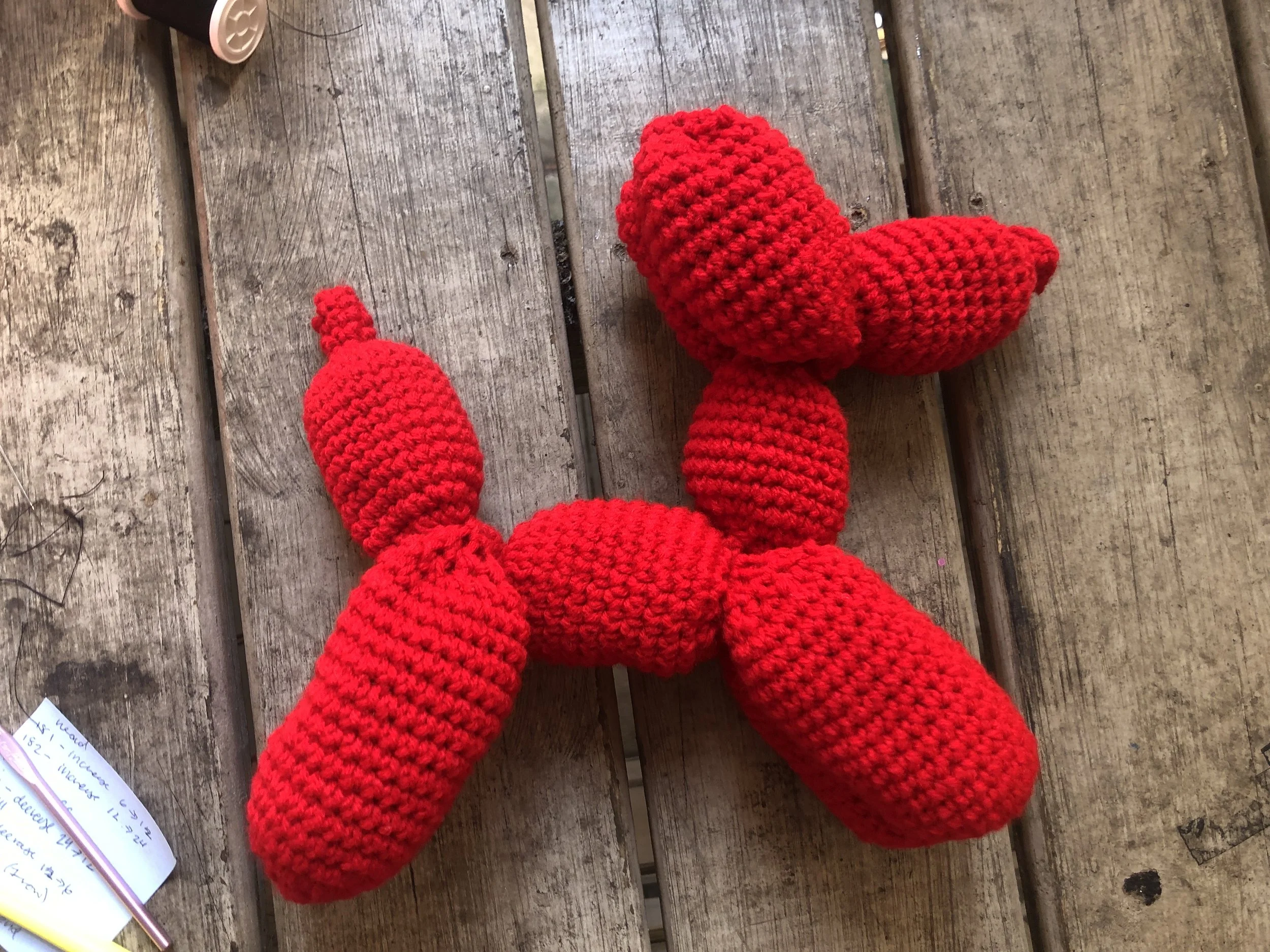 Crotchet balloon dog I made for my brother's birthday