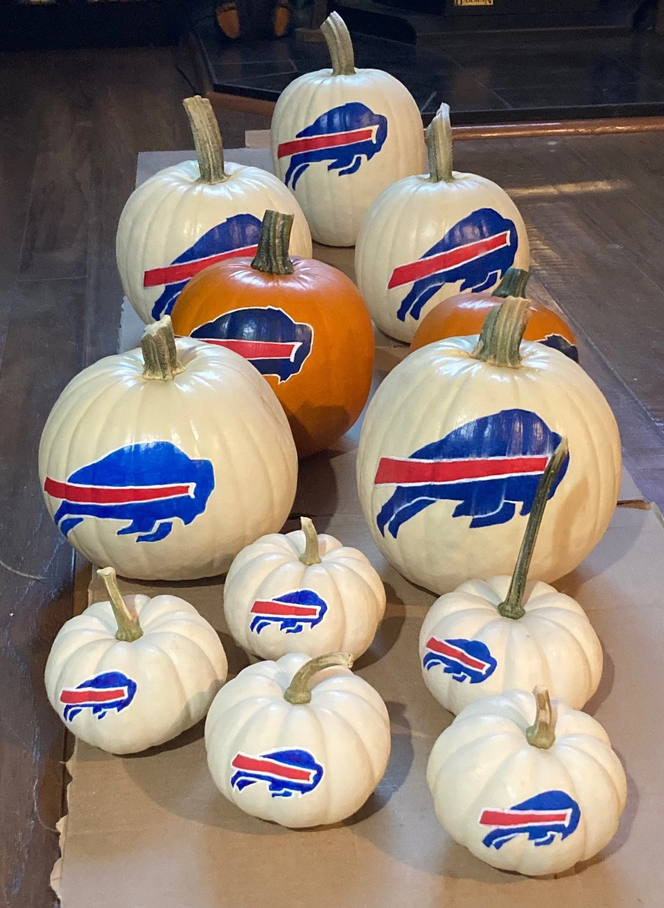 Buffalo Bills painted pumpkins from 2025.
