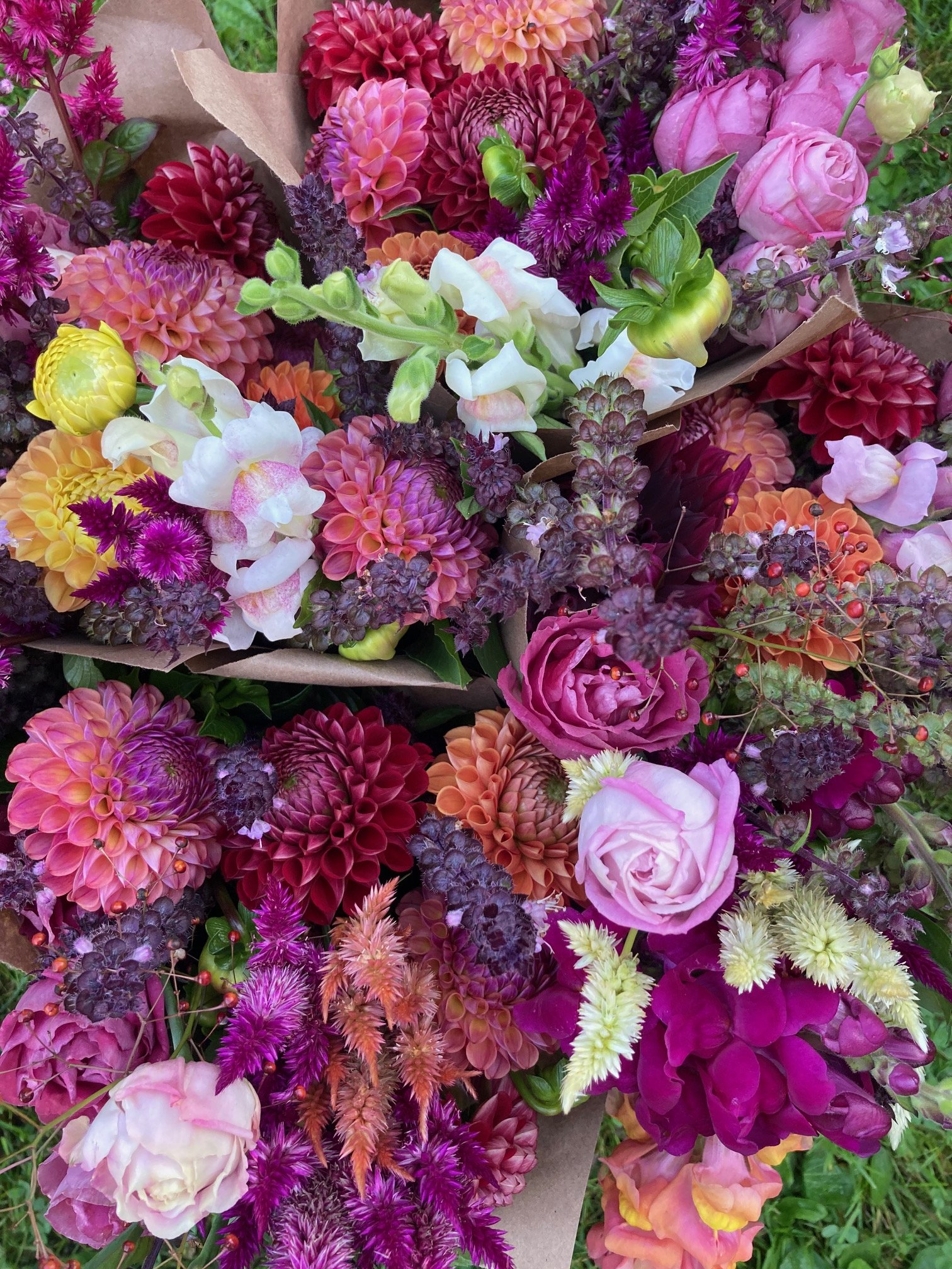 Gorgeous Dahlia Bouquets at Lafayette Restaurant