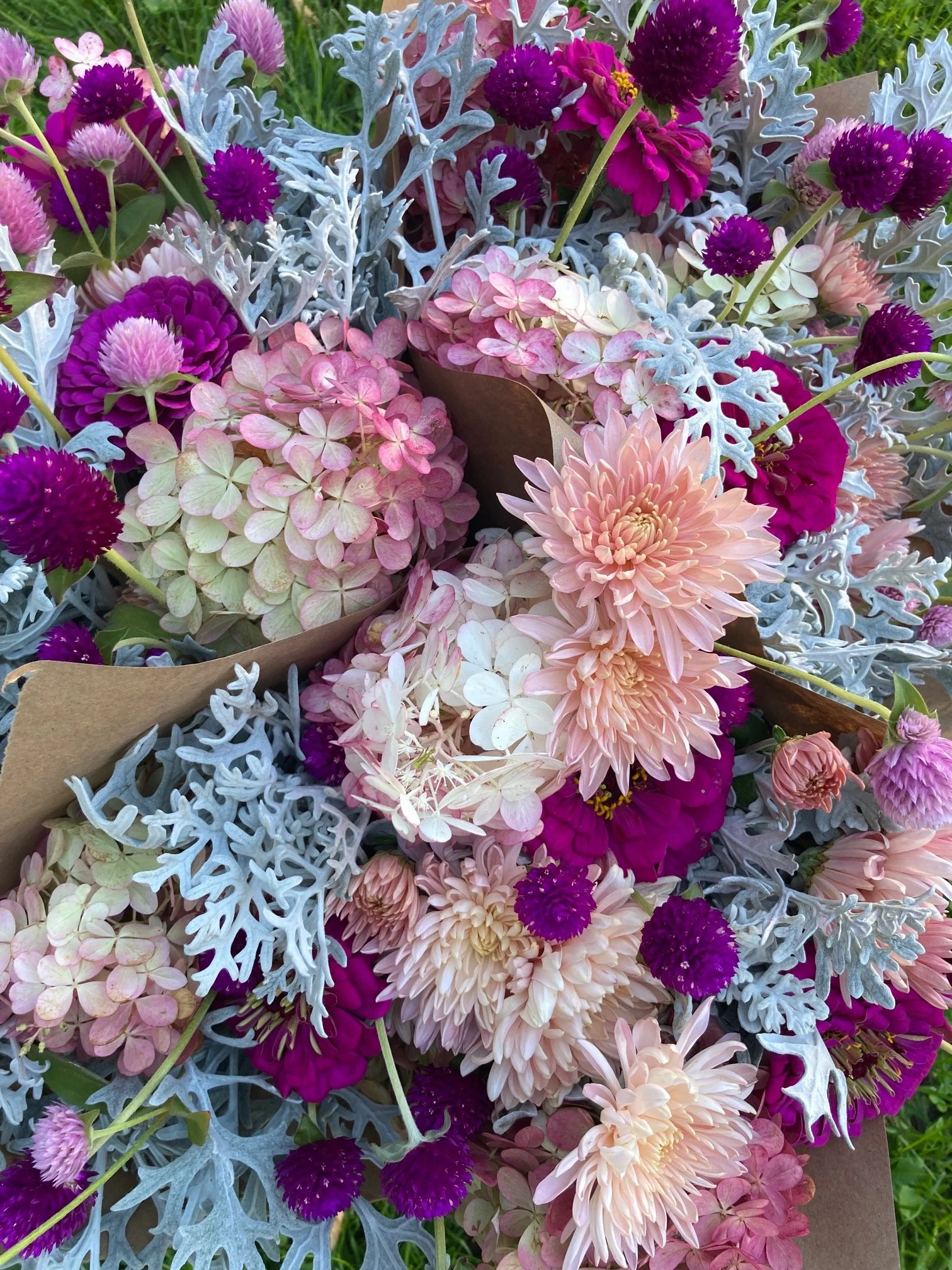 Frosty Pink Hydrangea Bouquets at OTR (On The Rocks Bar &amp; Grill)