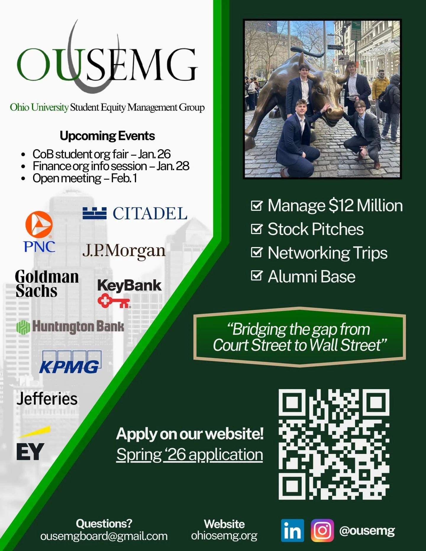 Applications are open!📈 Learn about stocks, finance, and the markets with us. Pitch stocks with a team. Find community and make lifelong friends.

Application link in bio!
Apply by: February 3