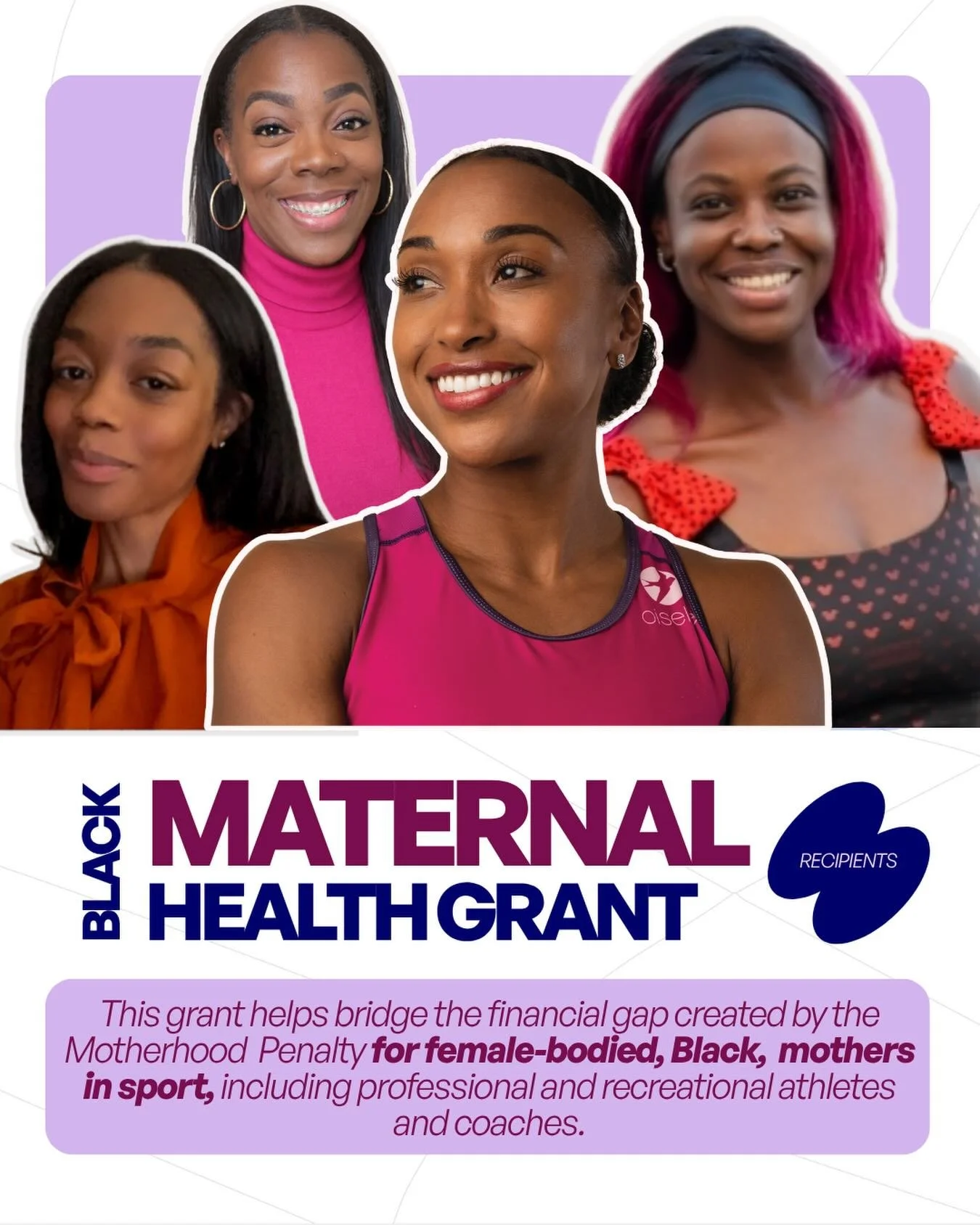 ✨Meet our 2026 Black Maternal Health Grant Recipients✨

We are proud to support these four powerful mothers breaking barriers in sport and in life:

STEPHANIE JOHANNESMEYER / @punkerbell101
KENDRA CHAMBERS COLEMAN / @ms_kchambers
ALICIA J SAUNDERS / 
