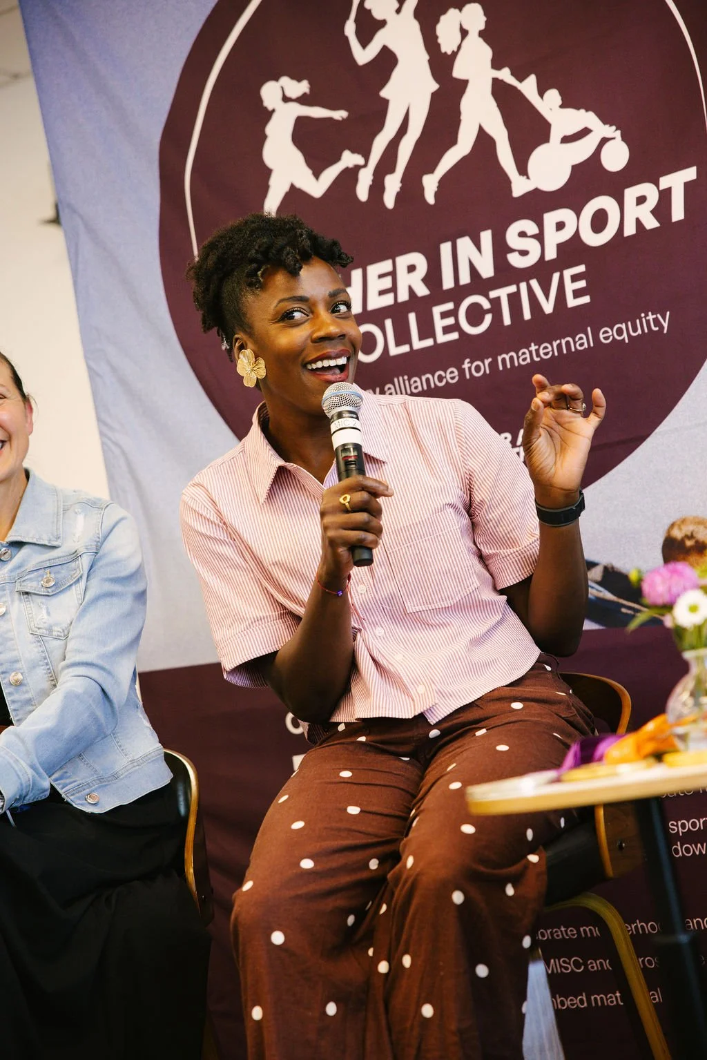 Alysia Montaño speaks on her experience as a mother-athlete at the launch of the Mother in Sport Collective 