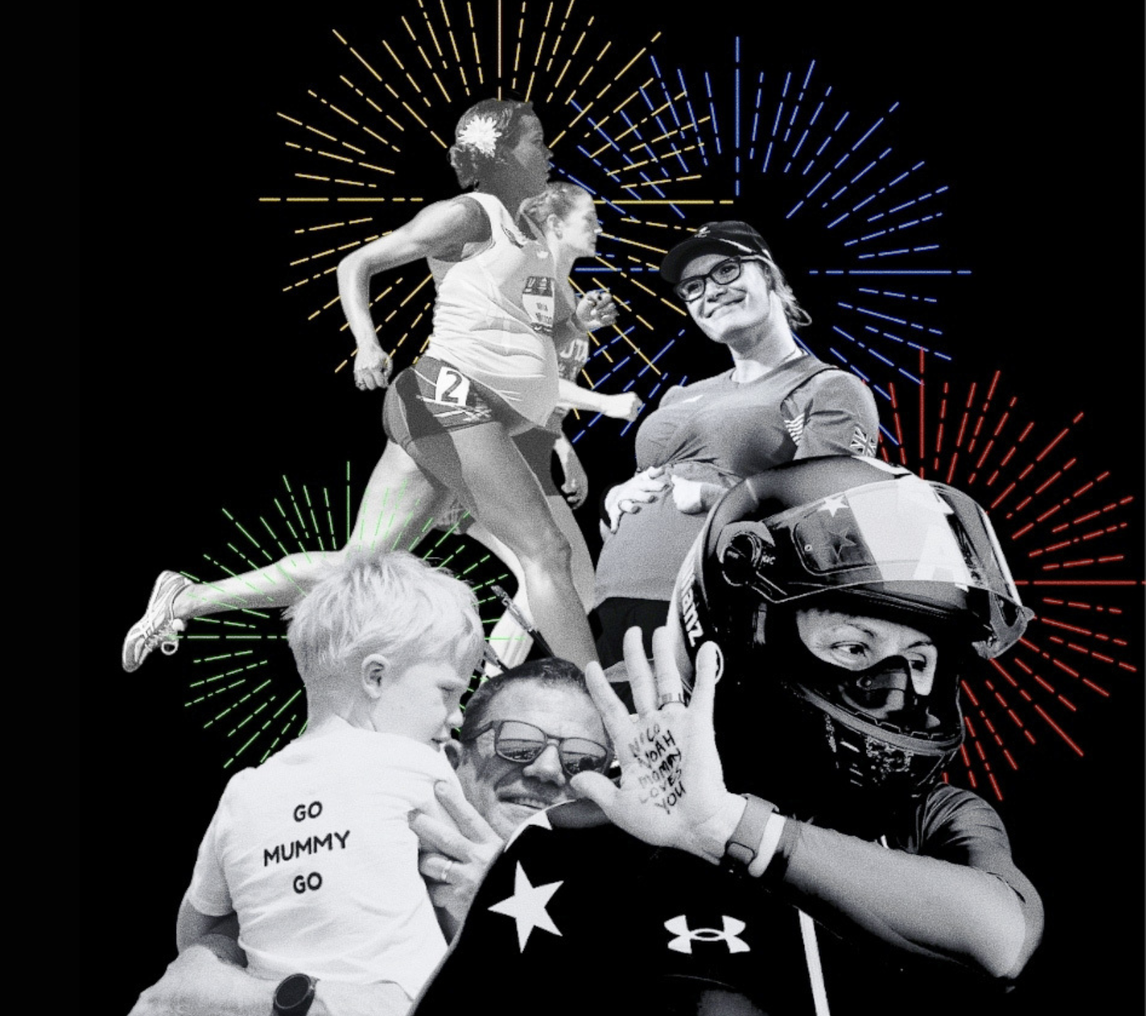 A collage of Olympic mother-athletes