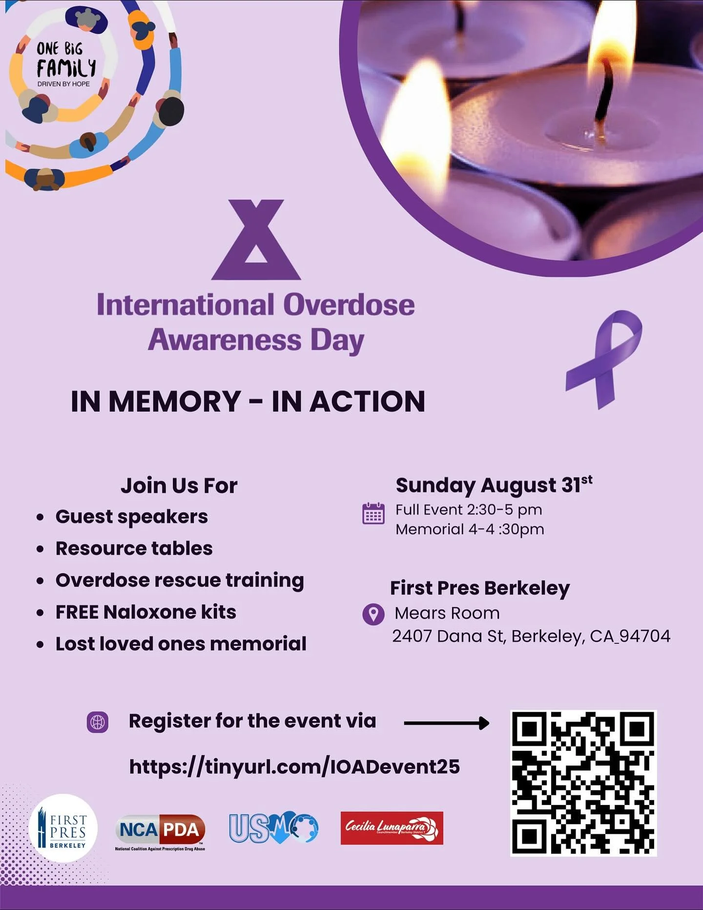 We must do everything we can to combat overdoses in our community. Join us this Sunday at @firstpresberkeley in District 7 for a day of remembrance, action, education, and mutual aid!