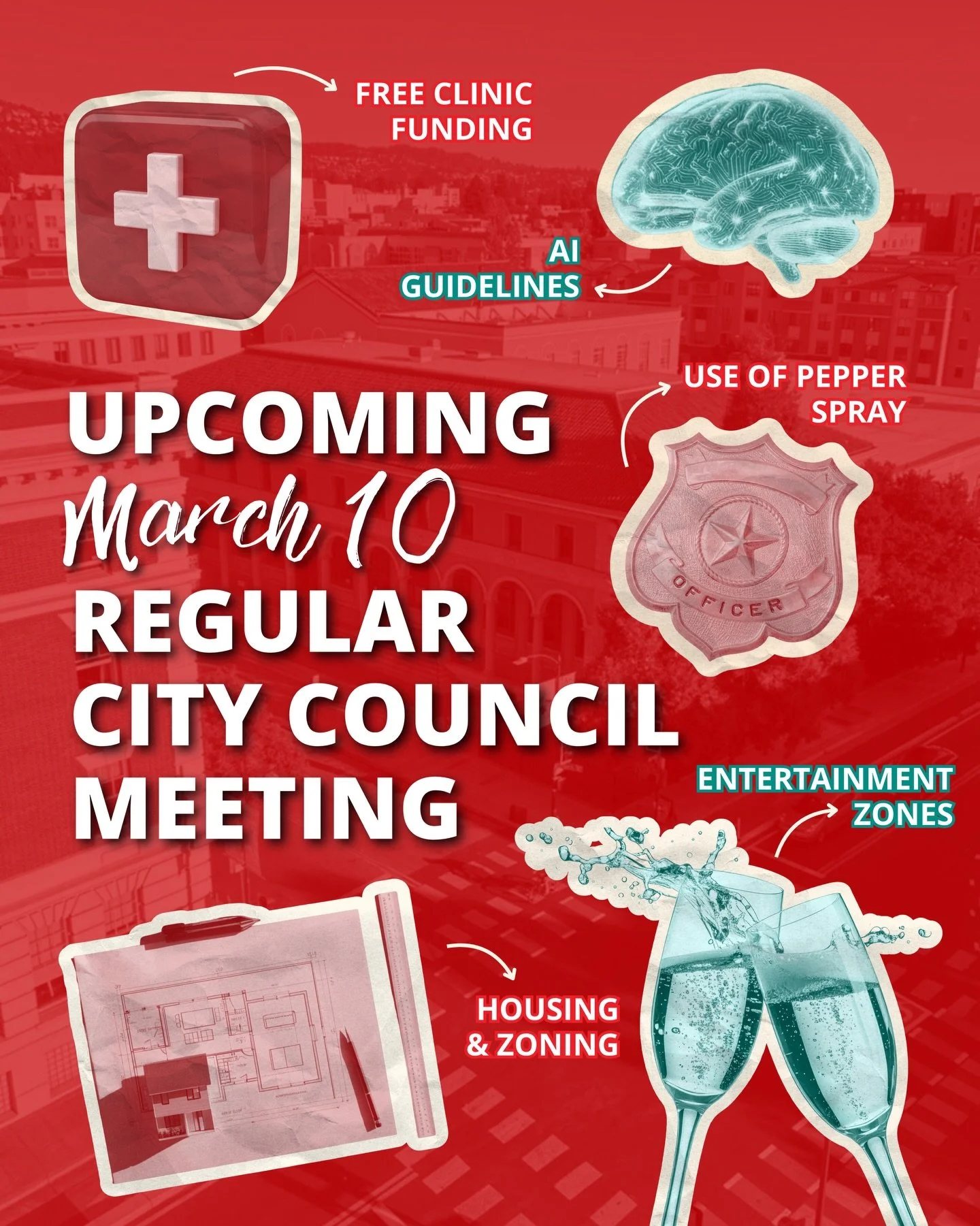 Some very important items are up for discussion at next week&rsquo;s Council meeting, including pepper spray reporting requirements, AI regulations, and proposed entertainment zones. Join us on Zoom (🔗 in bio) or in person on Tuesday, 3/10 at 6pm to