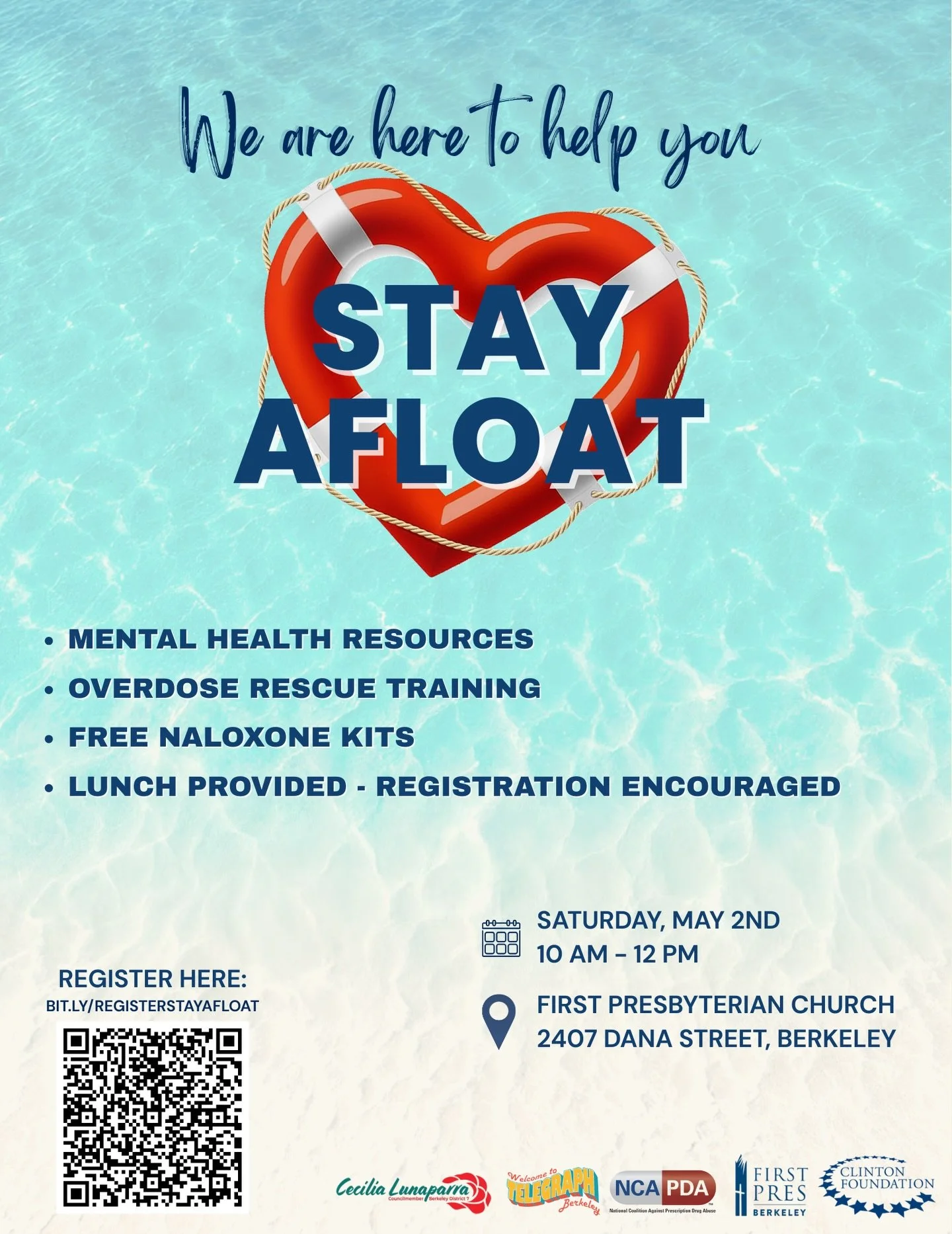 Join us at the First Presbyterian Church this Saturday from 10am-12pm to learn about local mental health resources and harm reduction efforts ❤️