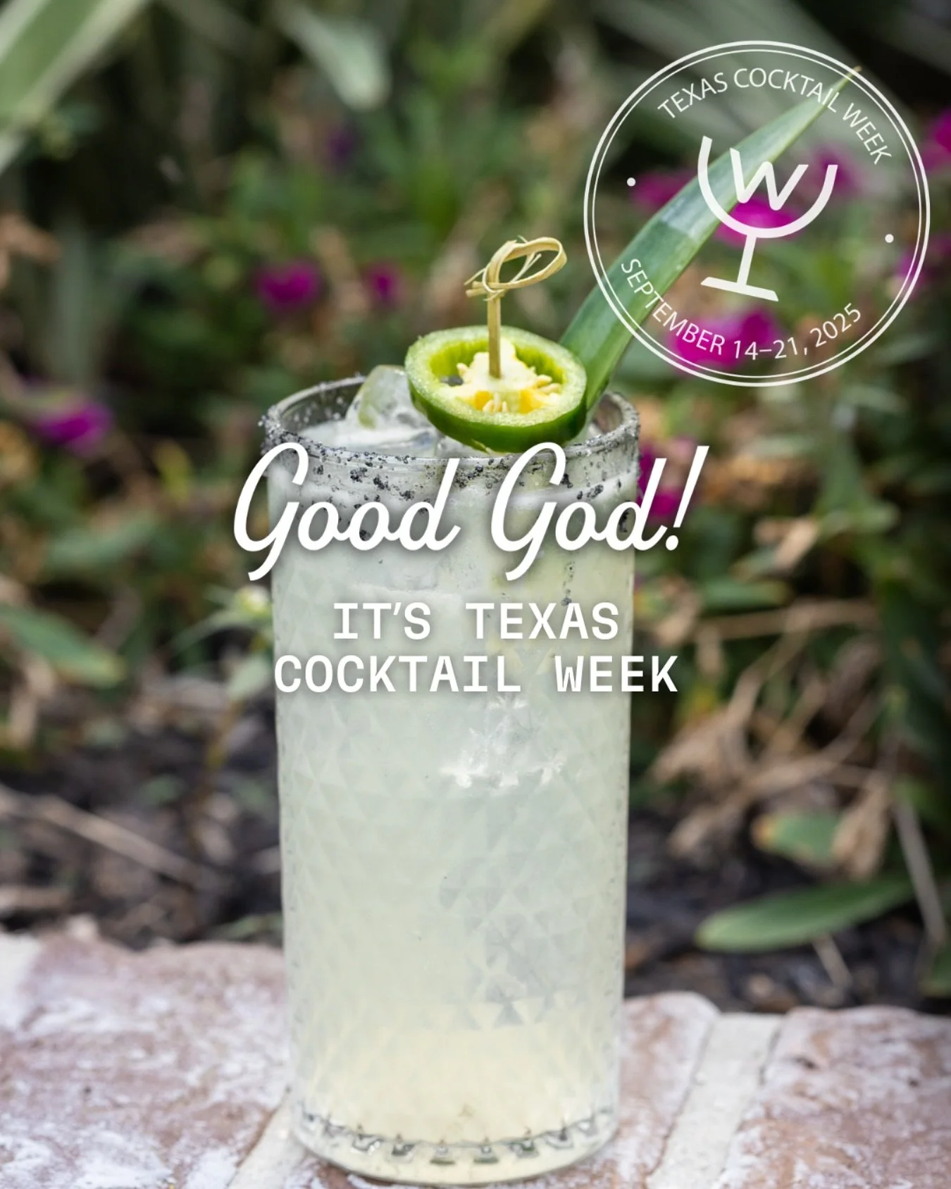 Do you have your @texascocktailweek passport? Come check in here at Good God, Nadine&rsquo;s and enjoy our fan-favorite Desert Oasis for just $7.13 until September 21st✨ #texascocktailweek