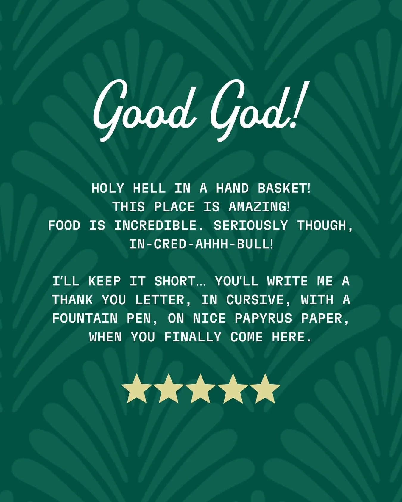 Good God, our hearts grew a gazillion sizes with this 5⭐️ review. Thanks for the love and for lifting up the folks who make this place run. #brbcrying