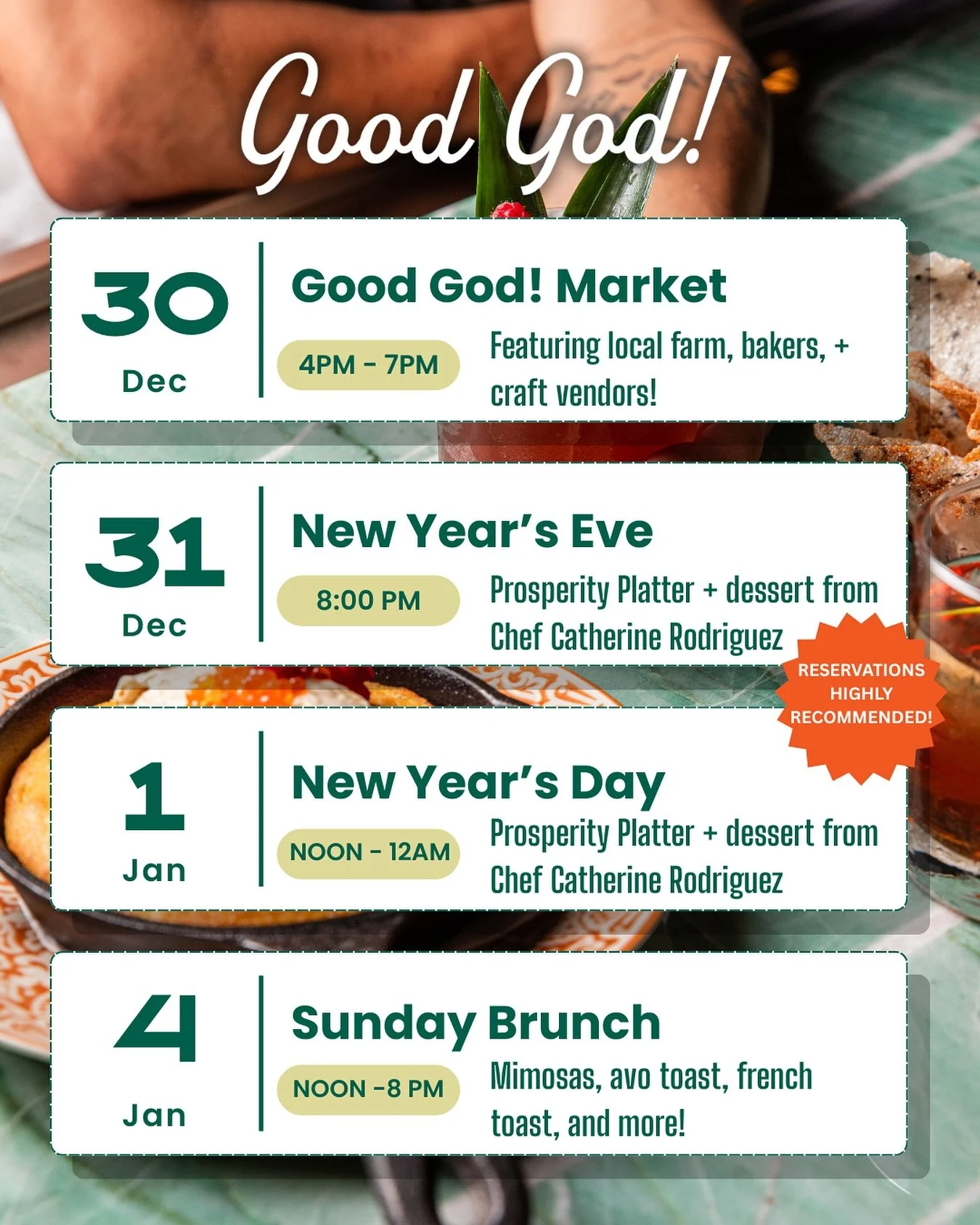 This week: shop the market, gather for our debut Prosperity Platter NYE &amp; NYD (reservations recommended!), and see 2025 out the right way. Full bellies, full hearts, and hello 2026. Love is real, and you&rsquo;ll find it here.