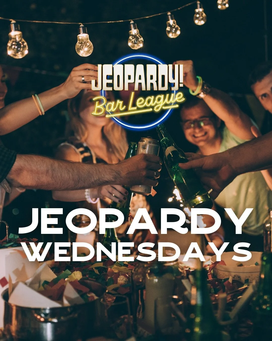 Jeopardy! is officially back this Wednesday after the holiday break, and we&rsquo;re picking right up where we left off. Smart questions, great drinks, loud answers, and lots of laughing. Reserve a table to lock in a good spot and come ready to play.