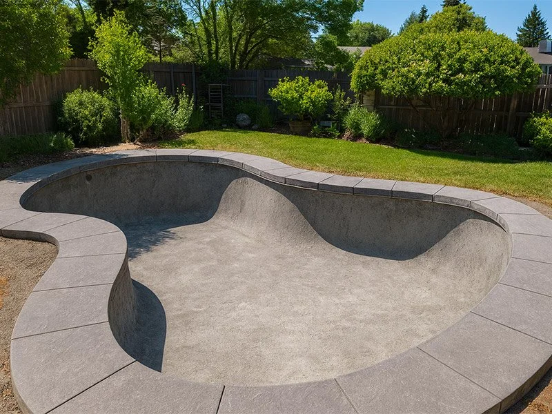 New concrete walkway and pool in Redding, CA by best concrete contractor near me Fishers Decorative Concrete