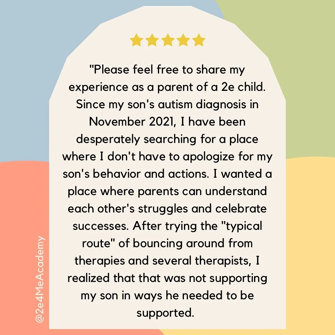 Heartfelt words from another one of our wonderful parents! 🫶🏼🫶🏼🫶🏼

See more beautiful testimonials at www.2e4me.com 

(Link in our bio) 

#mindfulteachers #orangecountyca
#homeschooloc #irvinemoms #newportbeach #oceducation #neurodivergentaffir