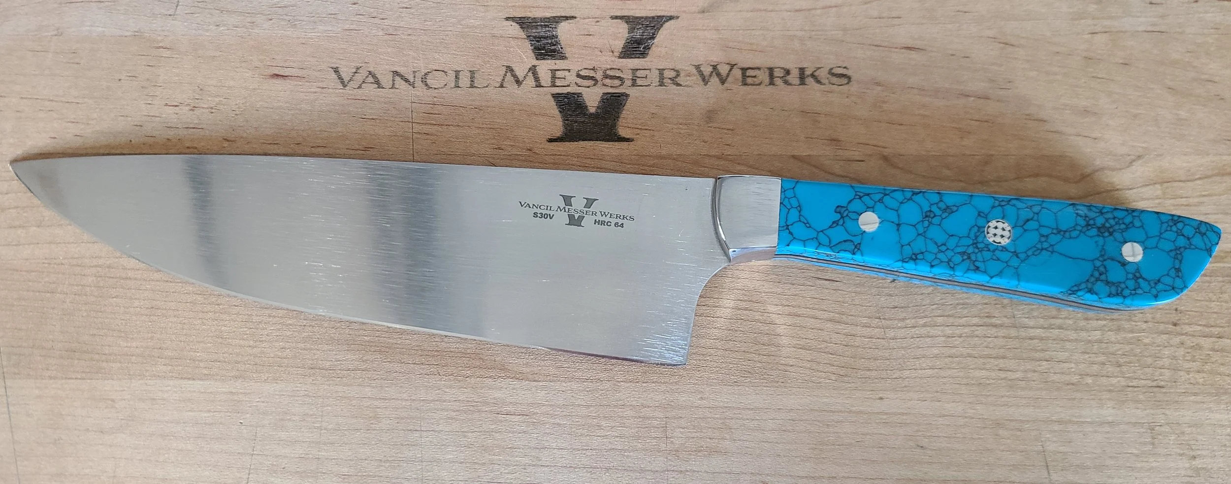 8" S30V Chef with Recon Stone scales and stainless bolsters
