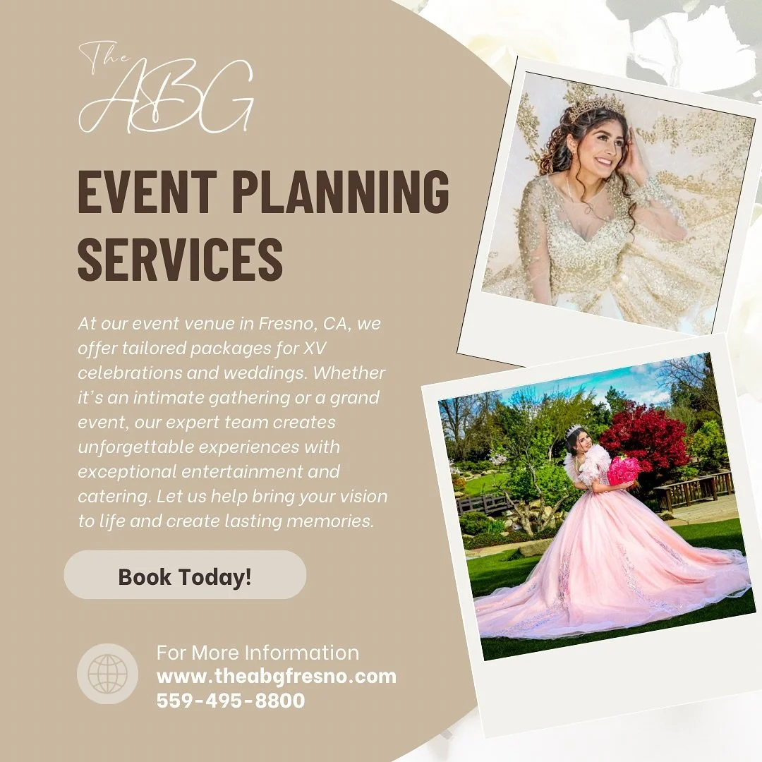 With 25+ years of experience, The ABG is your go-to for weddings, quincea&ntilde;eras, and private events! We make planning easy with catering, decor, photography, entertainment, and more&mdash;all in one place. #OneStopEventShop #UnforgettableMemori