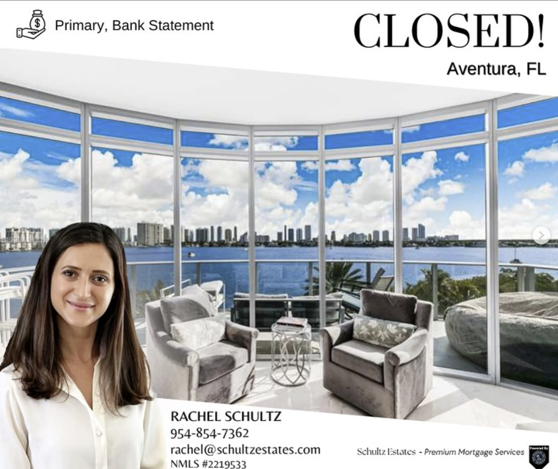 A seamless closing on a high-end waterfront condo in Aventura, FL, with a bank statement mortgage.