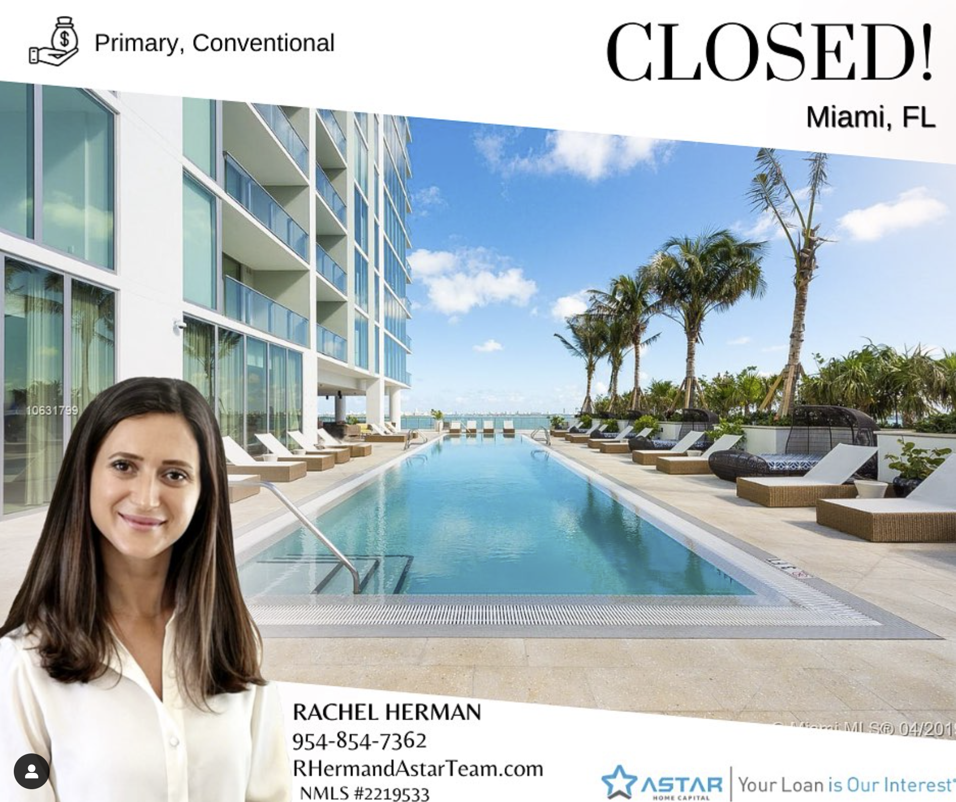 Another luxury condo financed! Rachel Schultz secured a conventional loan for this high-end Miami residence.