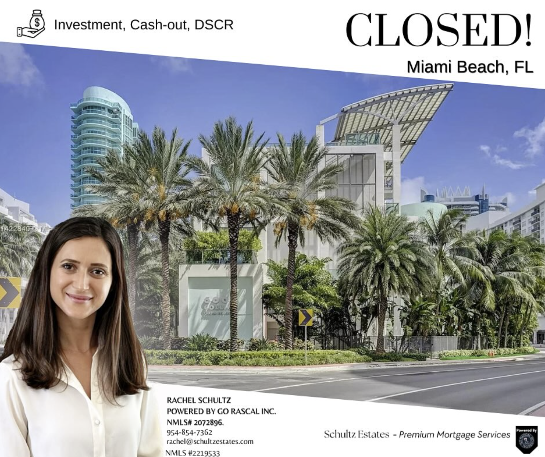Investment property closed! Rachel Schultz facilitated a DSCR loan for a luxury property in Miami Beach, FL.