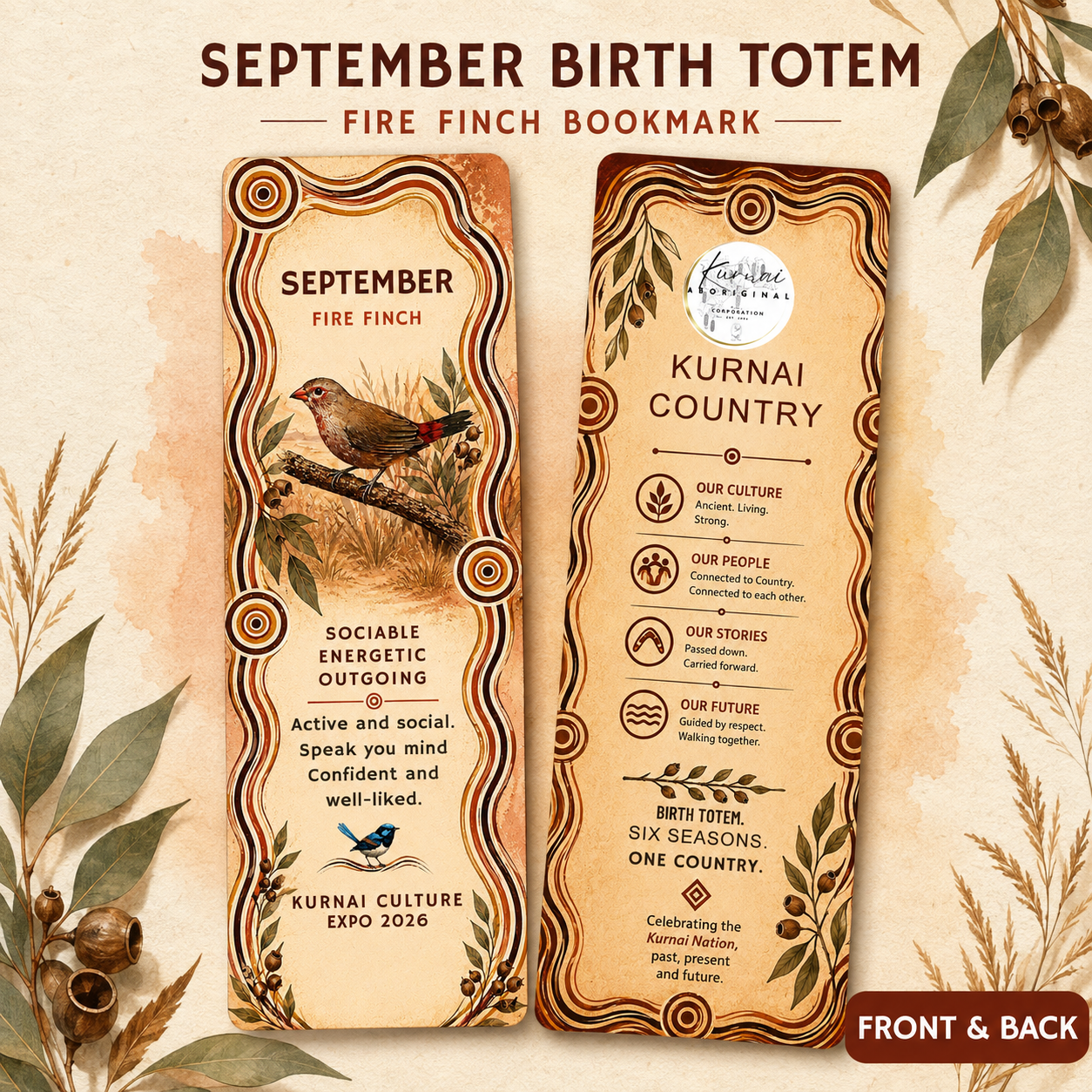 September Fire Finch Bookmark, Front & Back.png