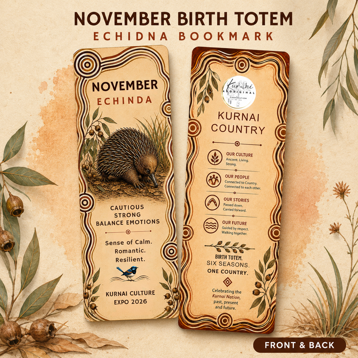 November Echidna Bookmark Front & Back.png