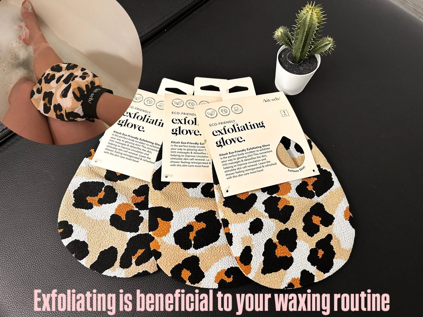 Ladies &amp; Gents
Exfoliating is important with your waxing routine.
Exfoliating dead skin cells 3-4 times a week is essential and helps hair come through the skin easier along with keeping the skin smooth 

These cute new exfoliating gloves are now