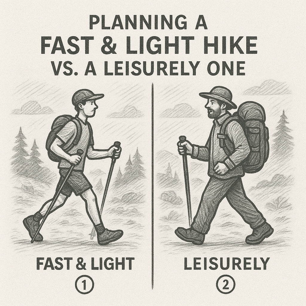 Planning a Fast &amp; Light Hike vs a Leisurely One