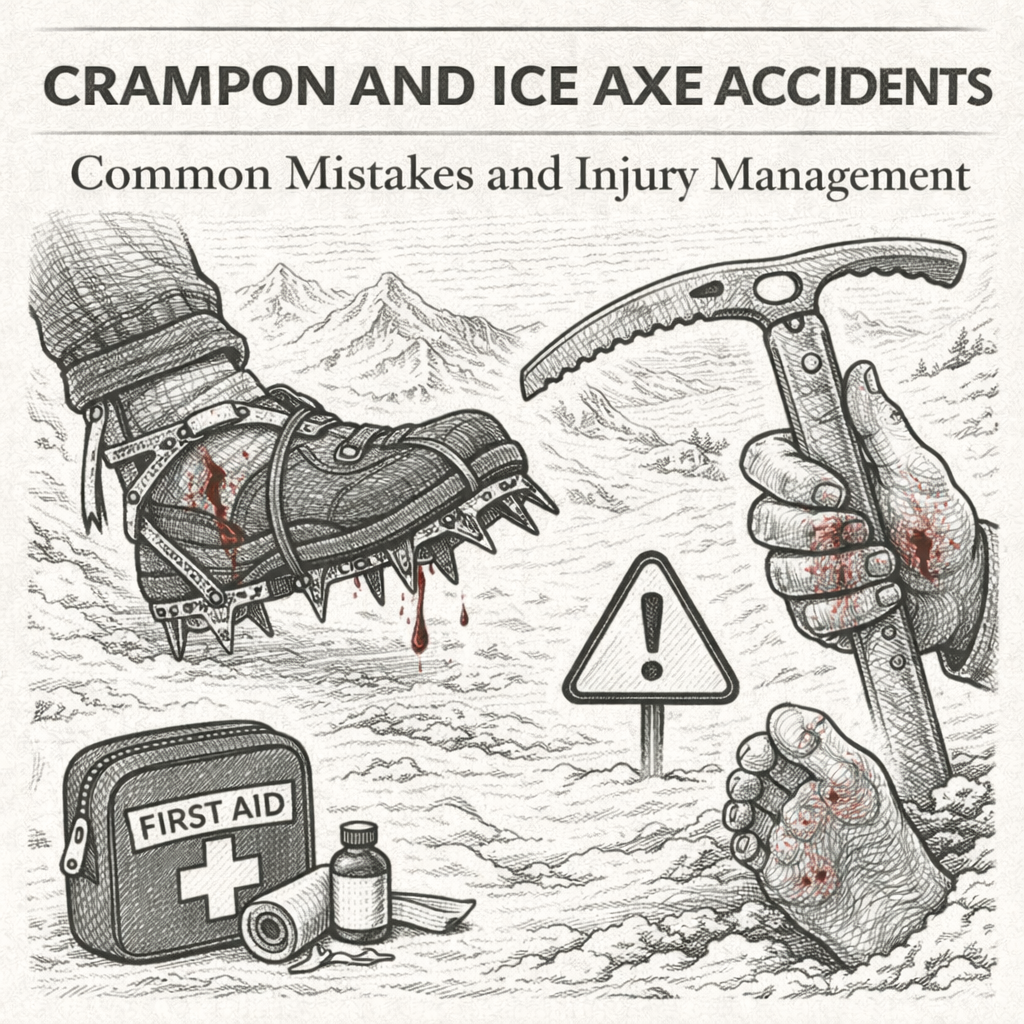 Crampon and Ice Axe Accidents: Common Mistakes and Injury Management
