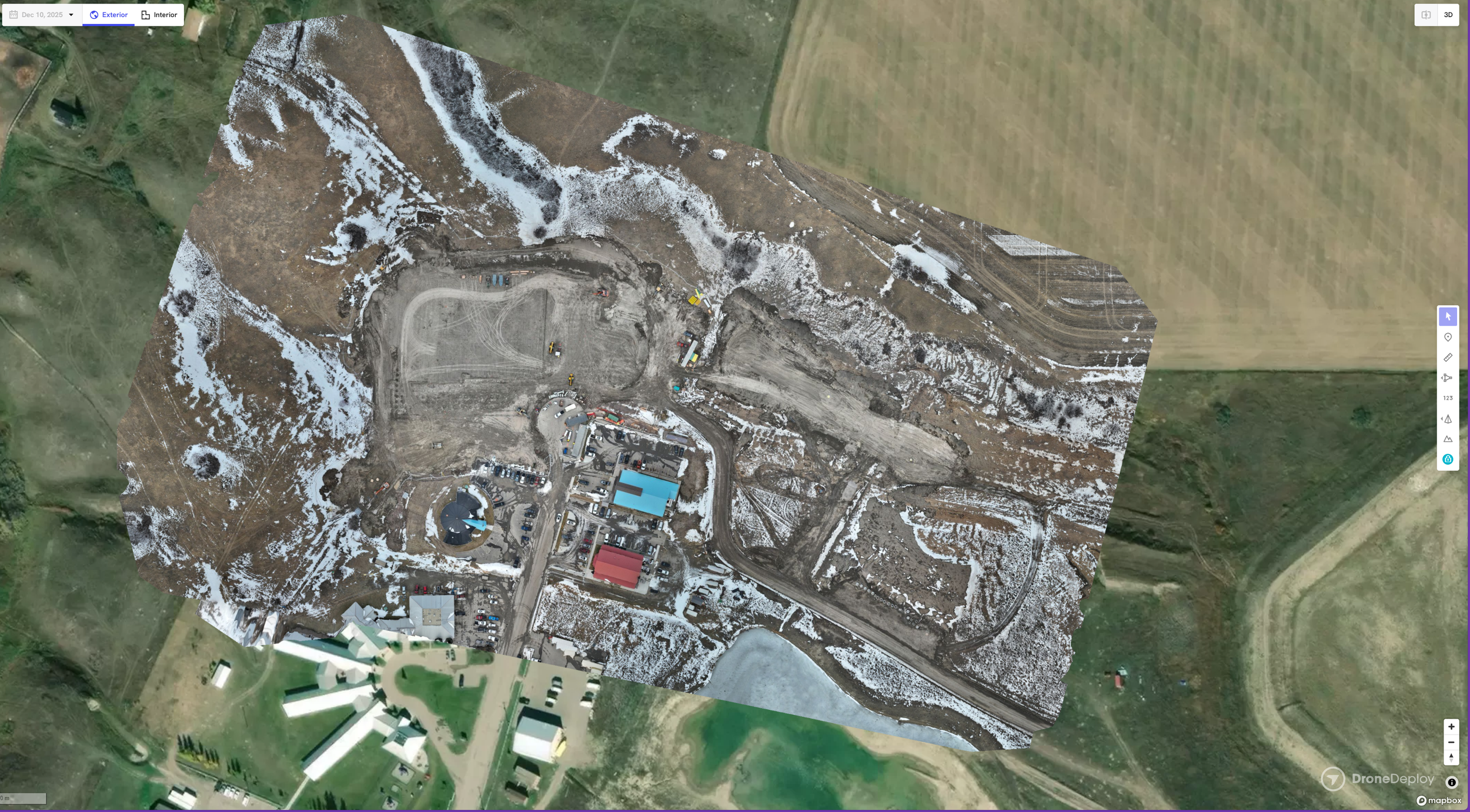 An orthophoto of an active project site