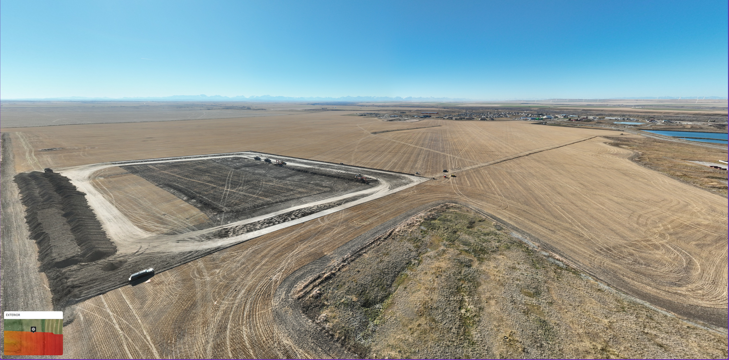 A photo capture of an active borrow pit site