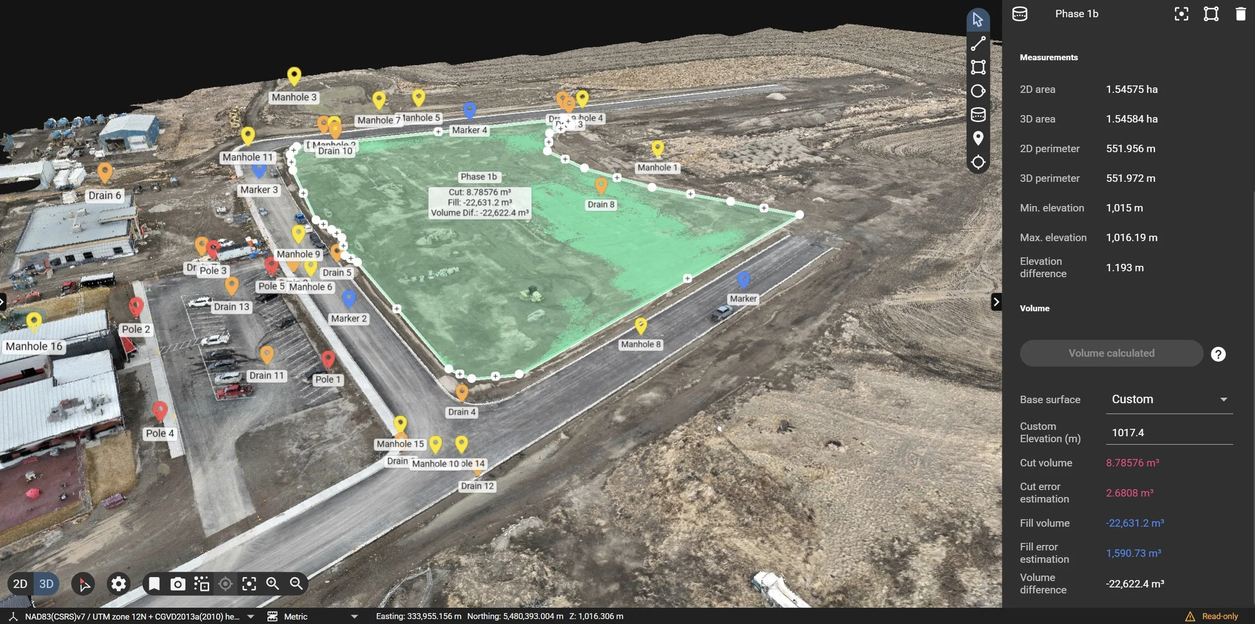 This ‘snapshot’ of current grade will serve as the base-plane that future reality capture will be compared against as site-grading progresses.