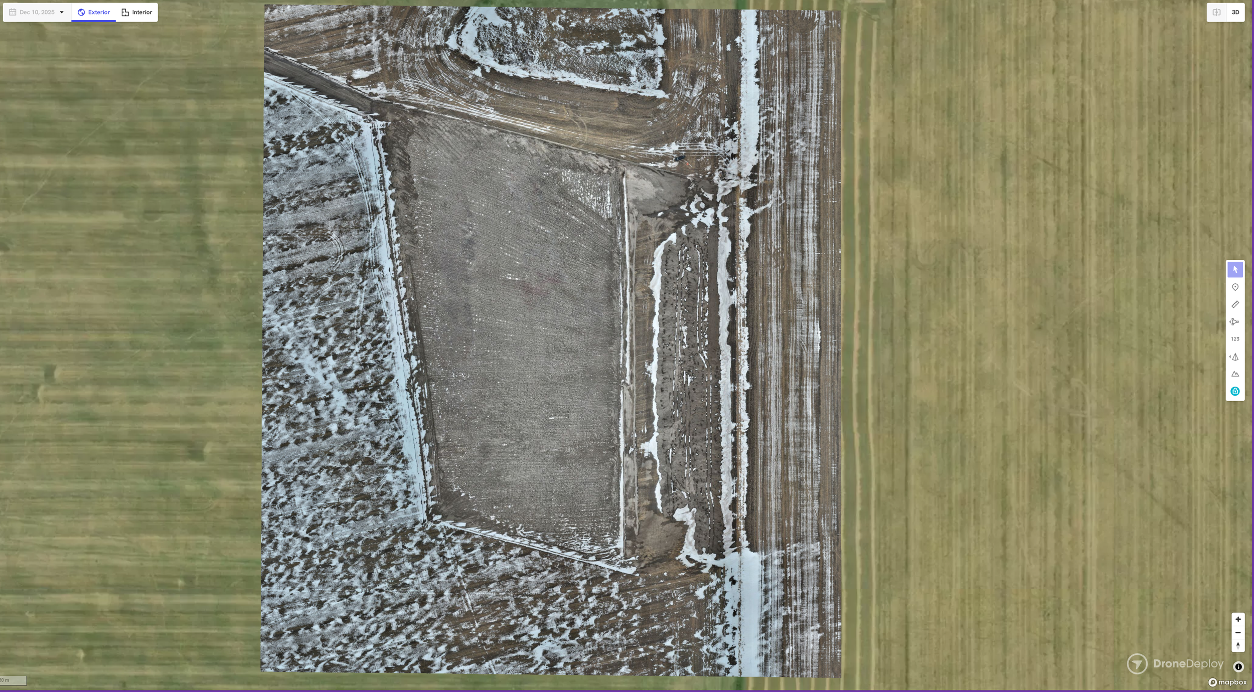An orthophoto of a borrow pit site