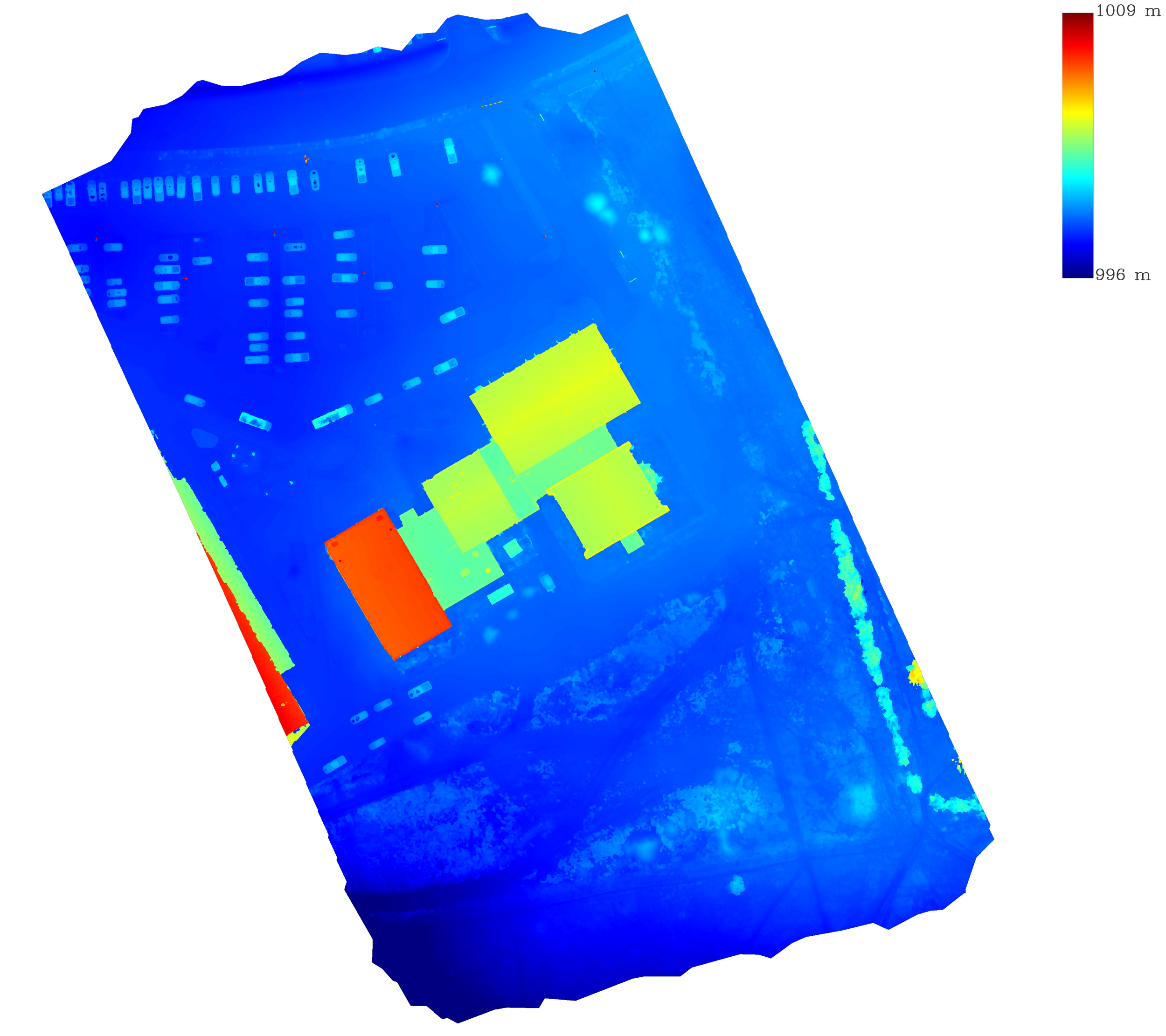 Processed data visualized as topographic heatmap, helping engineers identify buildable zones and drainage challenges.