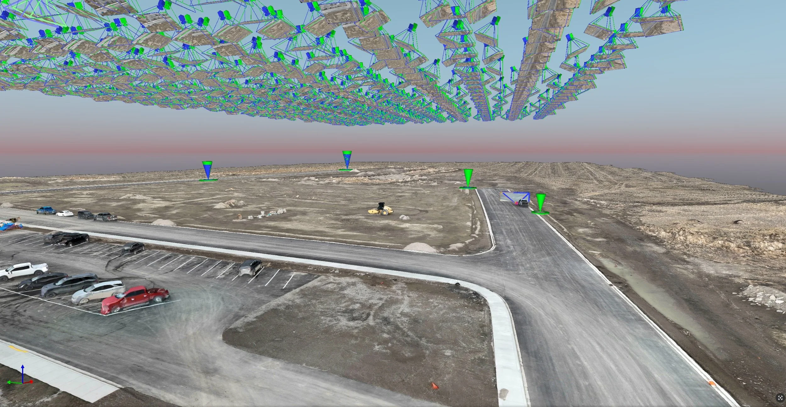 Precision 3D digital twin and reality capture model of a commercial development created via aerial photogrammetry.