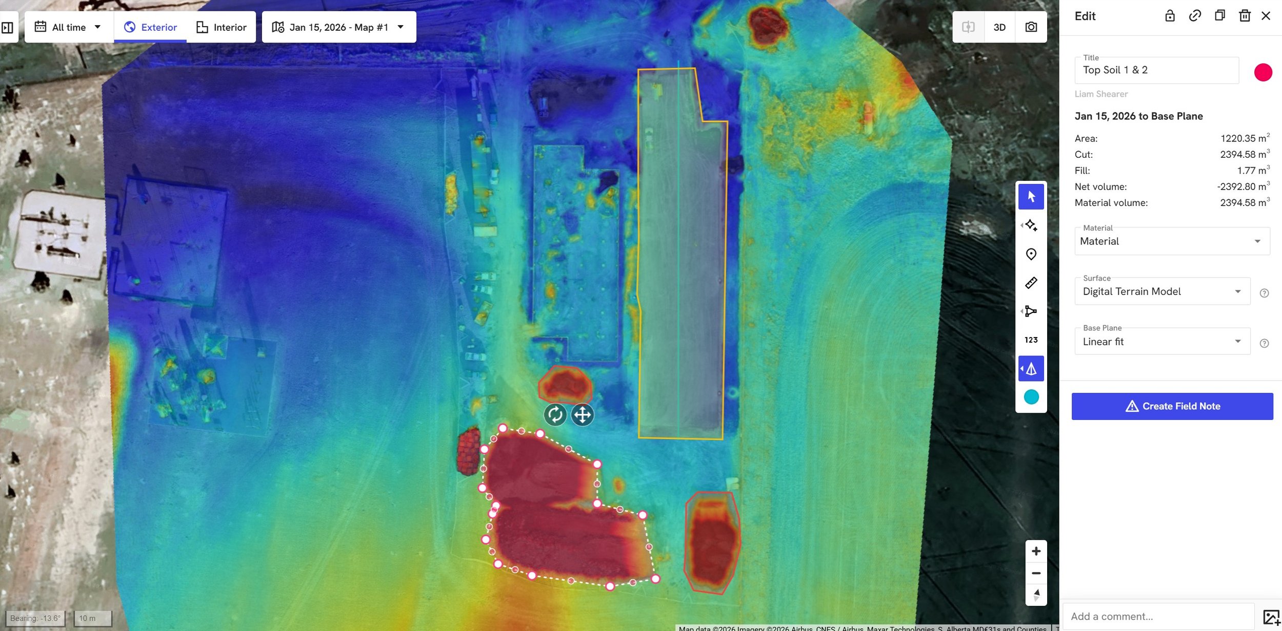 A stockpile analysis at an active project site.