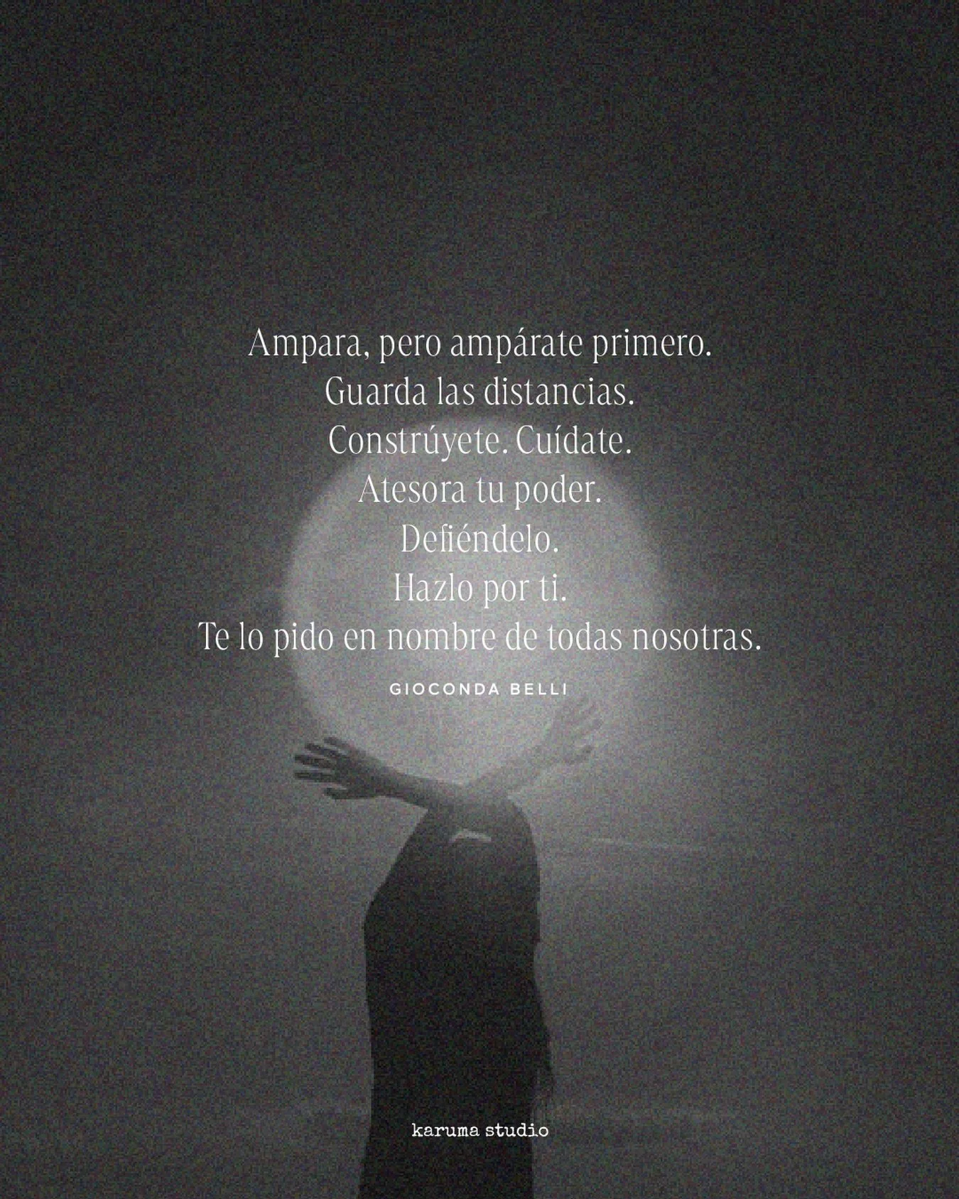 #8M Hoy es un d&iacute;a para recordarnos que merecemos espacio, voz y respeto. Este fragmento de Gioconda Belli es un recordatorio poderoso que nos dice que primero te sostienes t&uacute;, primero te cuidas t&uacute;, primero defiendes tu lugar.

Po
