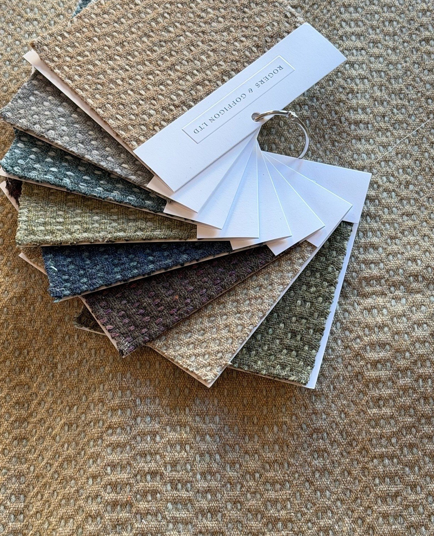 All hands on deck for Spring previewed in the studio 🌿⁠
⁠
Rogers &amp; Goffigon joined us with their latest samples&mdash;a beautiful mix of texture and tone, subtle and timeless. ⁠
⁠
We can&rsquo;t wait to incorporate these into upcoming projects.⁠