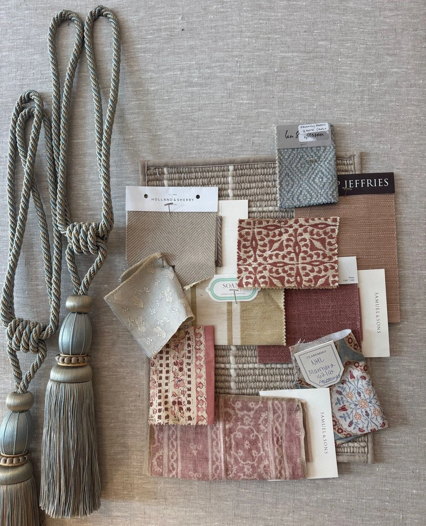Layers we&rsquo;re loving right now 🤍⁠
Textiles, trims, and tones coming together - the start of something beautiful.⁠
⁠
#mareaclarkinteriors